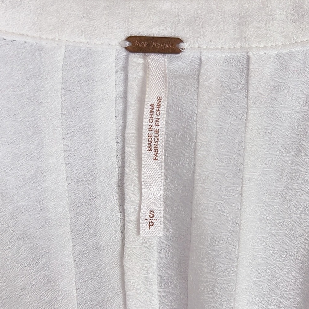 Free People Sisters Of The Moon White Button Down Pleated Blouse Top Tunic S - Picture 6 of 10